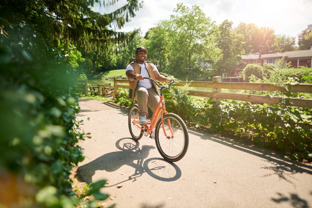 a man riding a bicycle